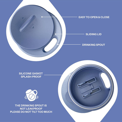 16 oz Insulated Coffee Mug with Handle and Lid, Double Wall Stainless Steel Vacuum Thermal Coffee Mug, Travel Coffee Cup Thermal Cup for Home and Office, Eggshell Blue