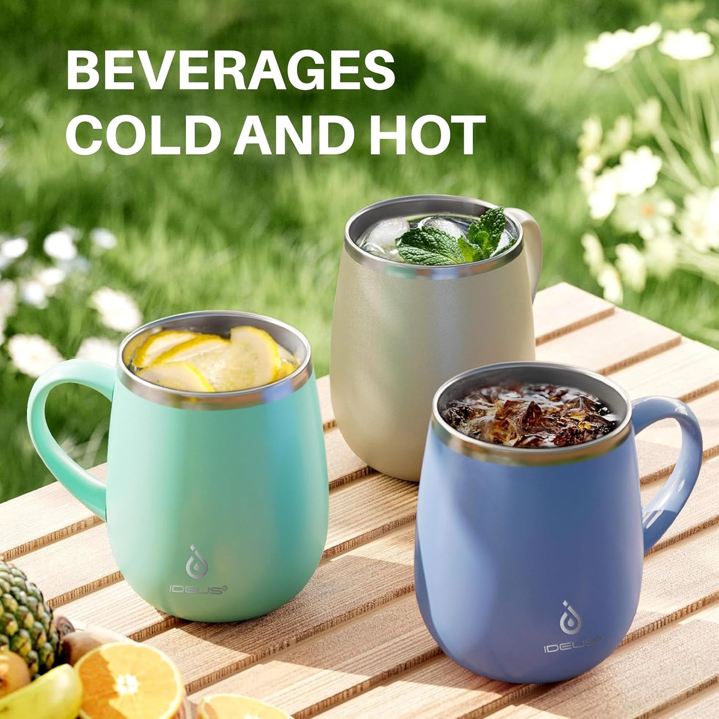 16 oz Insulated Coffee Mug with Handle and Lid, Double Wall Stainless Steel Vacuum Thermal Coffee Mug, Travel Coffee Cup Thermal Cup for Home and Office, Eggshell Blue