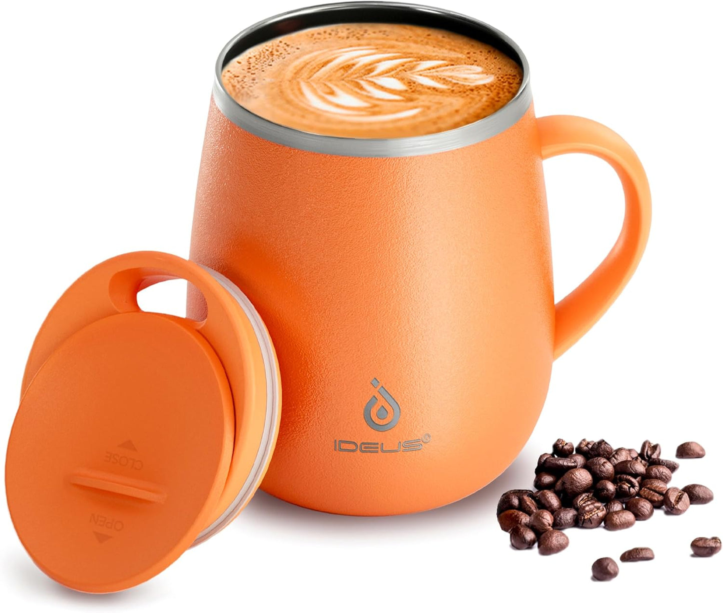 16 oz Insulated Coffee Mug with Handle and Lid, Double Wall Stainless Steel Vacuum Thermal Coffee Mug, Travel Coffee Cup Thermal Cup for Home and Office, Eggshell Blue
