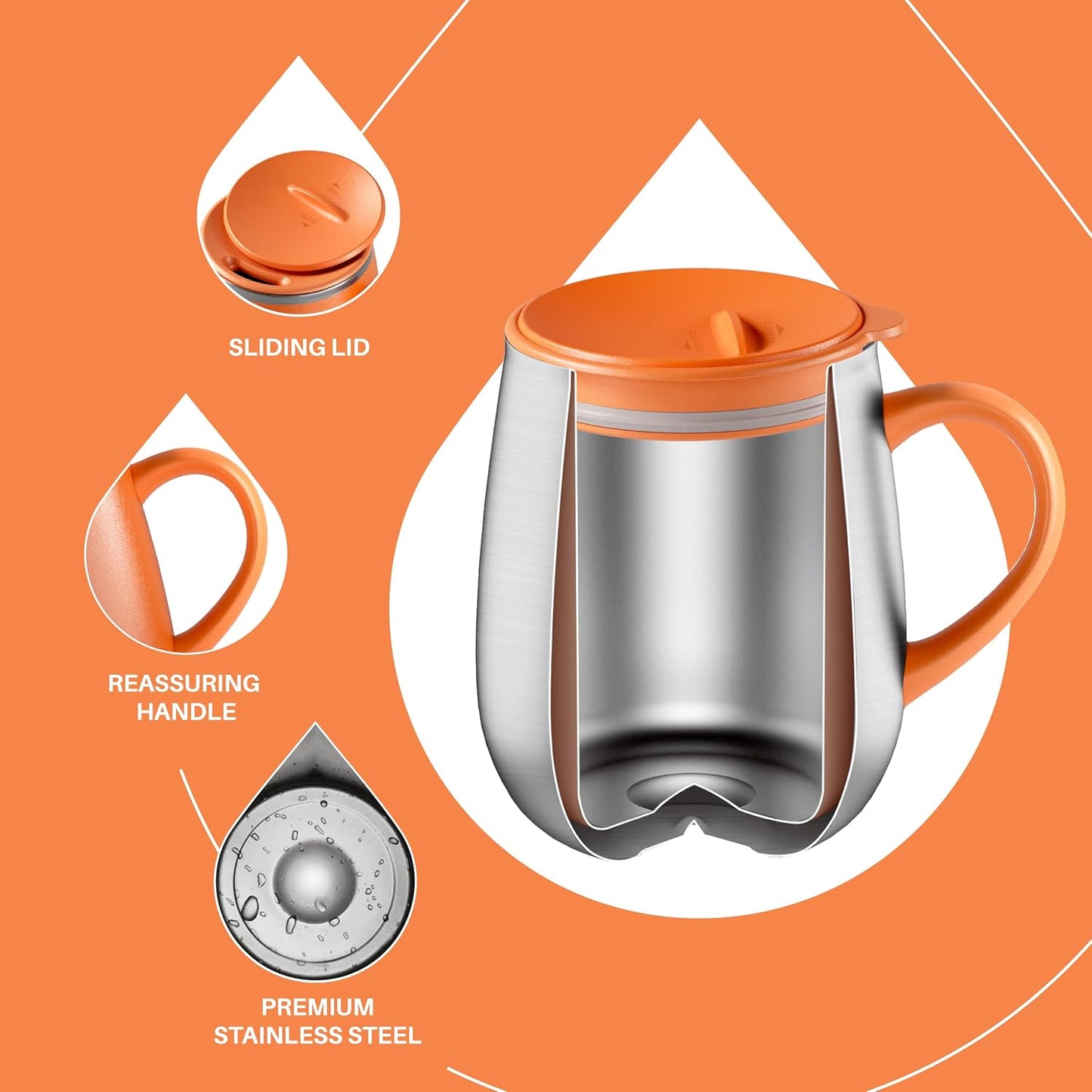 16 oz Insulated Coffee Mug with Handle and Lid, Double Wall Stainless Steel Vacuum Thermal Coffee Mug, Travel Coffee Cup Thermal Cup for Home and Office, Eggshell Blue
