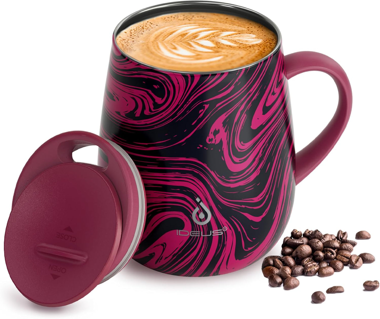 16 oz Insulated Coffee Mug with Handle and Lid, Double Wall Stainless Steel Vacuum Thermal Coffee Mug, Travel Coffee Cup Thermal Cup for Home and Office, Eggshell Blue