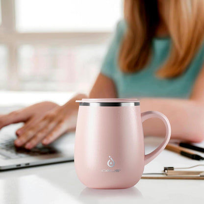 16 oz Insulated Coffee Mug with Handle and Lid, Double Wall Stainless Steel Vacuum Thermal Coffee Mug, Travel Coffee Cup Thermal Cup for Home and Office, Eggshell Blue