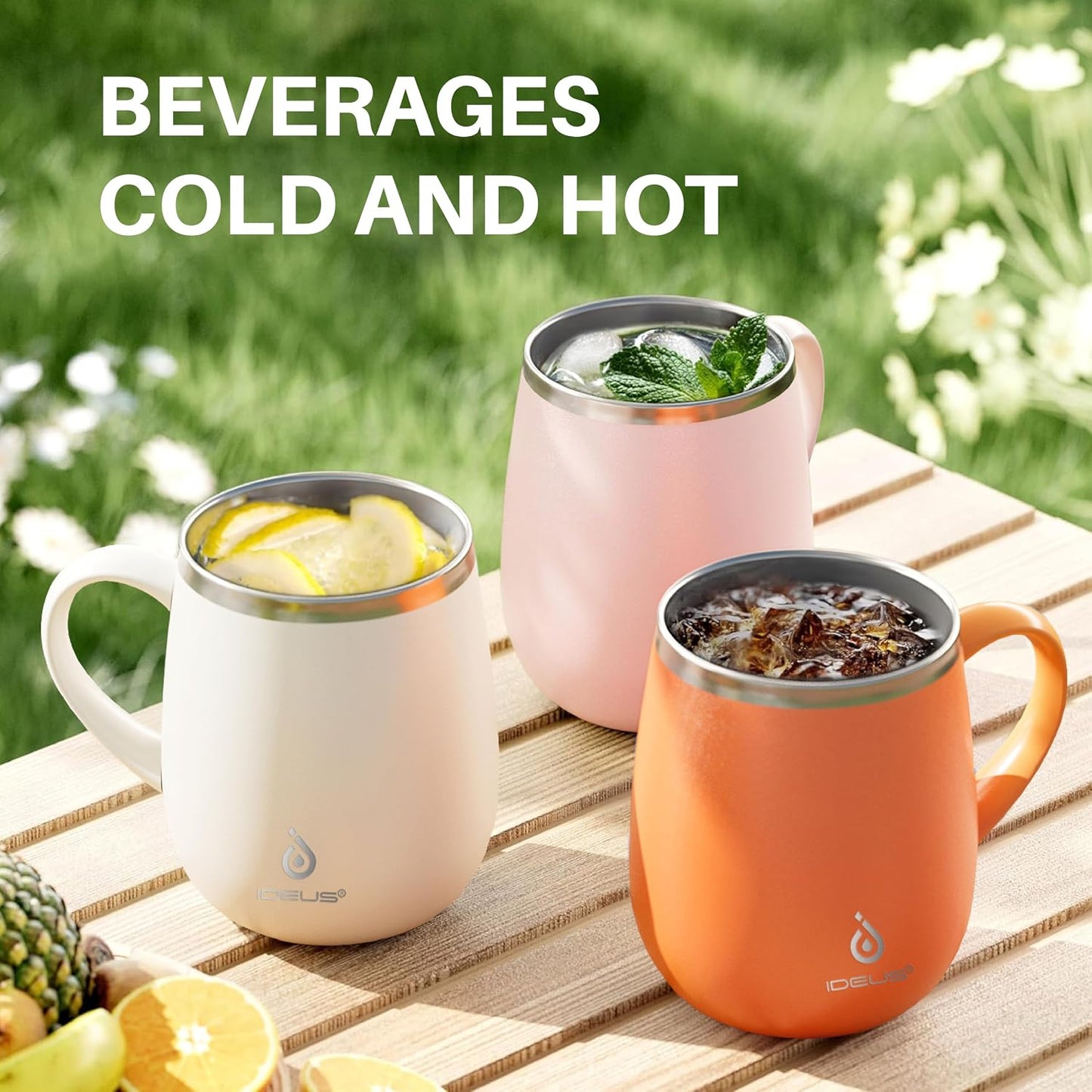 16 oz Insulated Coffee Mug with Handle and Lid, Double Wall Stainless Steel Vacuum Thermal Coffee Mug, Travel Coffee Cup Thermal Cup for Home and Office, Eggshell Blue