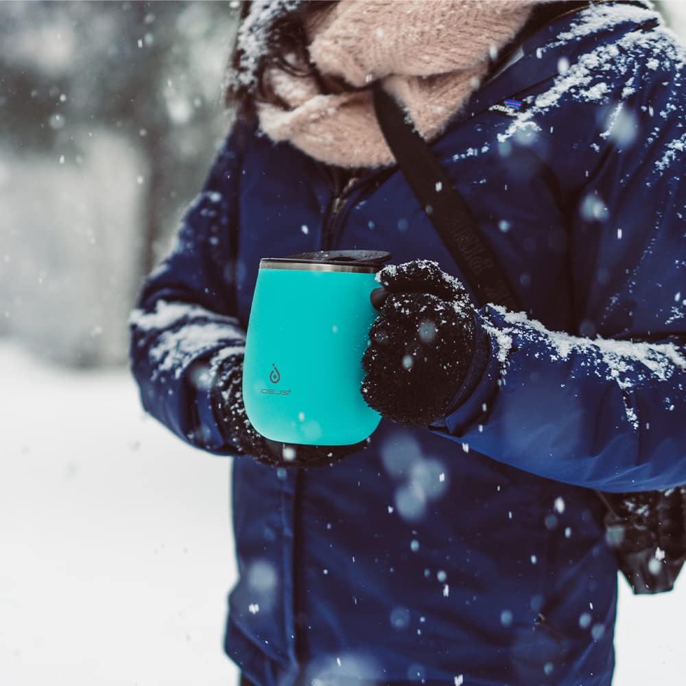 16 oz Insulated Coffee Mug with Handle and Lid, Double Wall Stainless Steel Vacuum Thermal Coffee Mug, Travel Coffee Cup Thermal Cup for Home and Office, Eggshell Blue