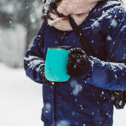 16 oz Insulated Coffee Mug with Handle and Lid, Double Wall Stainless Steel Vacuum Thermal Coffee Mug, Travel Coffee Cup Thermal Cup for Home and Office, Eggshell Blue