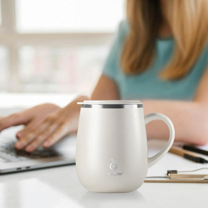 16 oz Insulated Coffee Mug with Handle and Lid, Double Wall Stainless Steel Vacuum Thermal Coffee Mug, Travel Coffee Cup Thermal Cup for Home and Office, Eggshell Blue