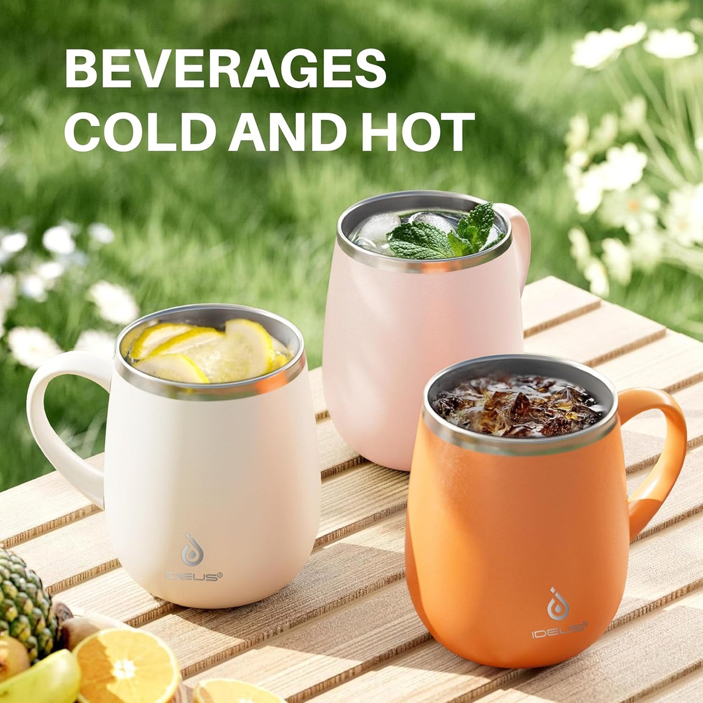 16 oz Insulated Coffee Mug with Handle and Lid, Double Wall Stainless Steel Vacuum Thermal Coffee Mug, Travel Coffee Cup Thermal Cup for Home and Office, Eggshell Blue