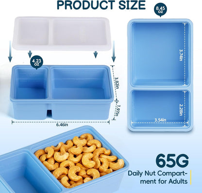 Silicone Freezer Trays with Lids(3Pack), 12 oz Double Compartment Cavity Soup Molds, Per Compartment for Broth, Sauce, Leftovers & Large Ice Cubes, Oven & Dishwasher Safe, Easy to Clean