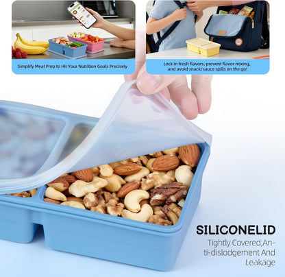 Silicone Freezer Trays with Lids(3Pack), 12 oz Double Compartment Cavity Soup Molds, Per Compartment for Broth, Sauce, Leftovers & Large Ice Cubes, Oven & Dishwasher Safe, Easy to Clean