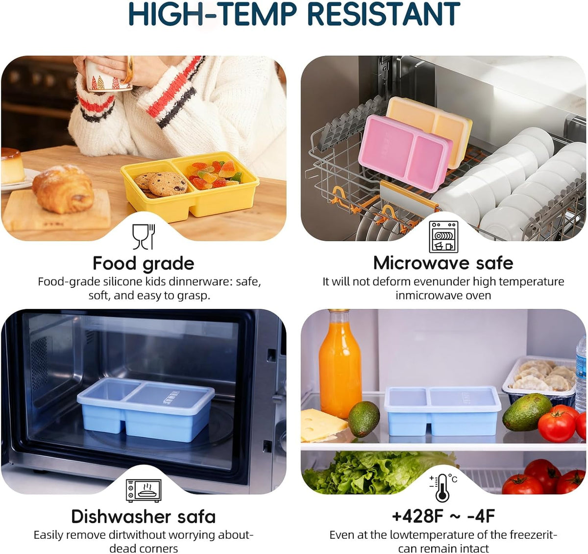 Silicone Freezer Trays with Lids(3Pack), 12 oz Double Compartment Cavity Soup Molds, Per Compartment for Broth, Sauce, Leftovers & Large Ice Cubes, Oven & Dishwasher Safe, Easy to Clean