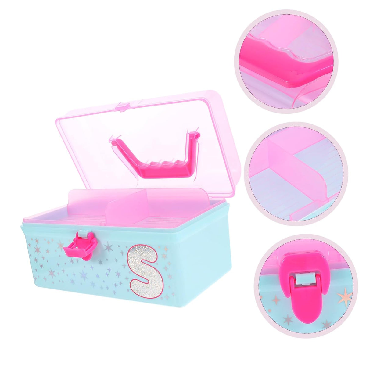 Handheld Toy Storage Box with Lid and Handle, PP Organizer