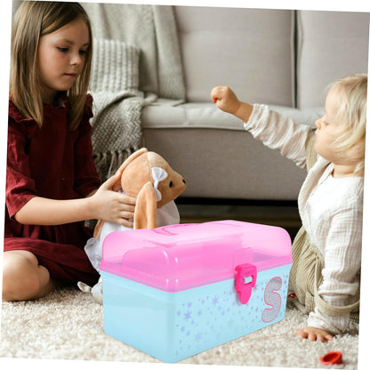 Handheld Toy Storage Box with Lid and Handle, PP Organizer