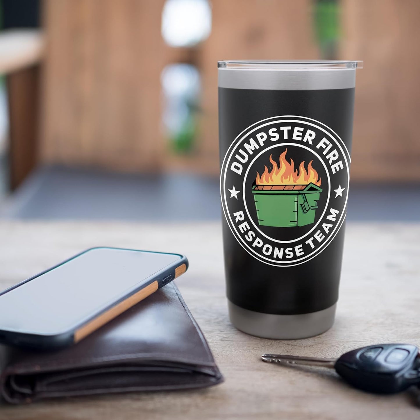 Dumpster Fire Response Team Funny Work Workplace Job Meme Stainless Steel Insulated Tumbler