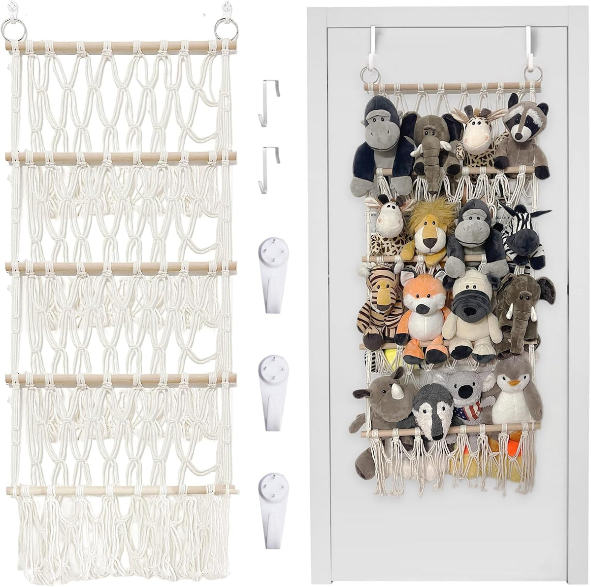 Stuffed Animal Net or Hammock Corner Plush Toy Storage Organizer 4 Layer