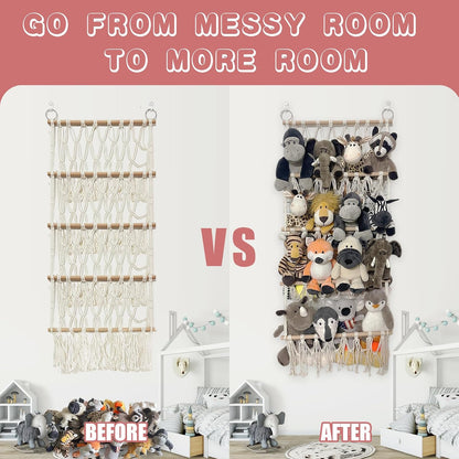 Stuffed Animal Net or Hammock Corner Plush Toy Storage Organizer 4 Layer