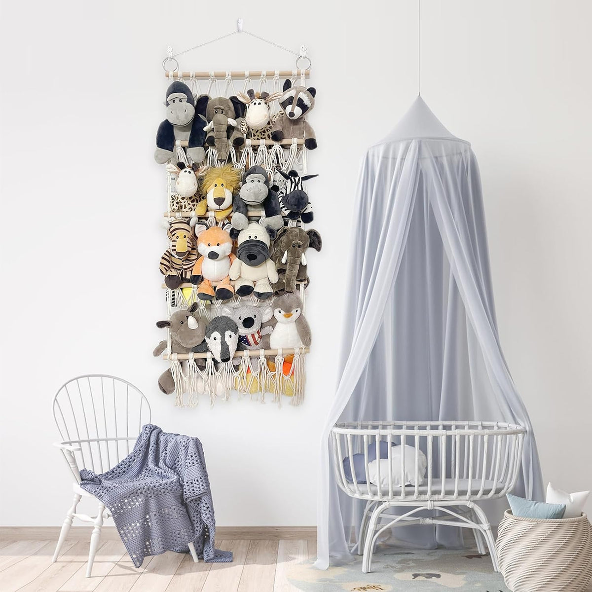 Stuffed Animal Net or Hammock Corner Plush Toy Storage Organizer 4 Layer