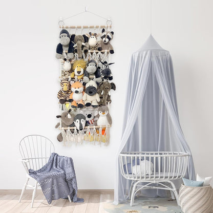 Stuffed Animal Net or Hammock Corner Plush Toy Storage Organizer 4 Layer