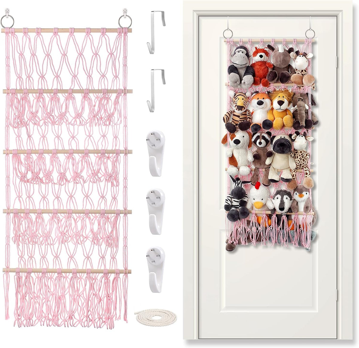 Stuffed Animal Net or Hammock Corner Plush Toy Storage Organizer 4 Layer