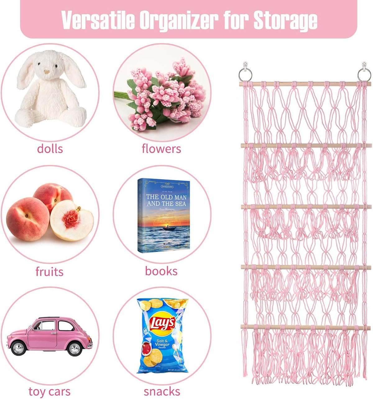 Stuffed Animal Net or Hammock Corner Plush Toy Storage Organizer 4 Layer