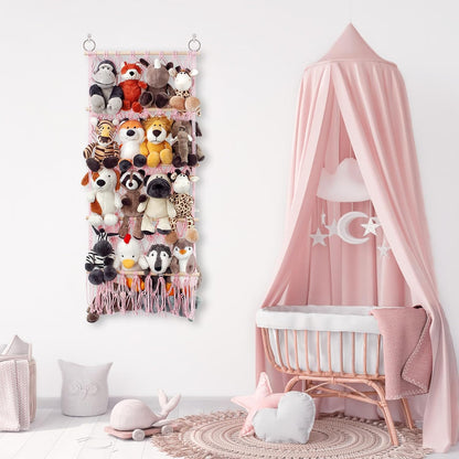 Stuffed Animal Net or Hammock Corner Plush Toy Storage Organizer 4 Layer