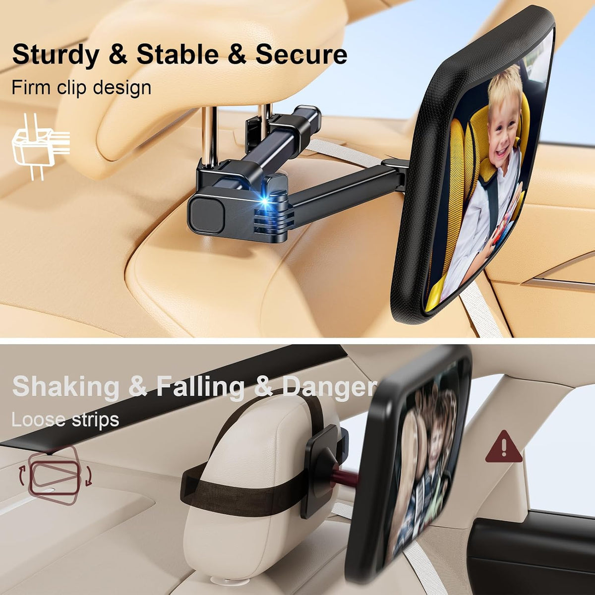 Baby Mirror for Baby in Car Seat Rear Facing, Stretchable Design