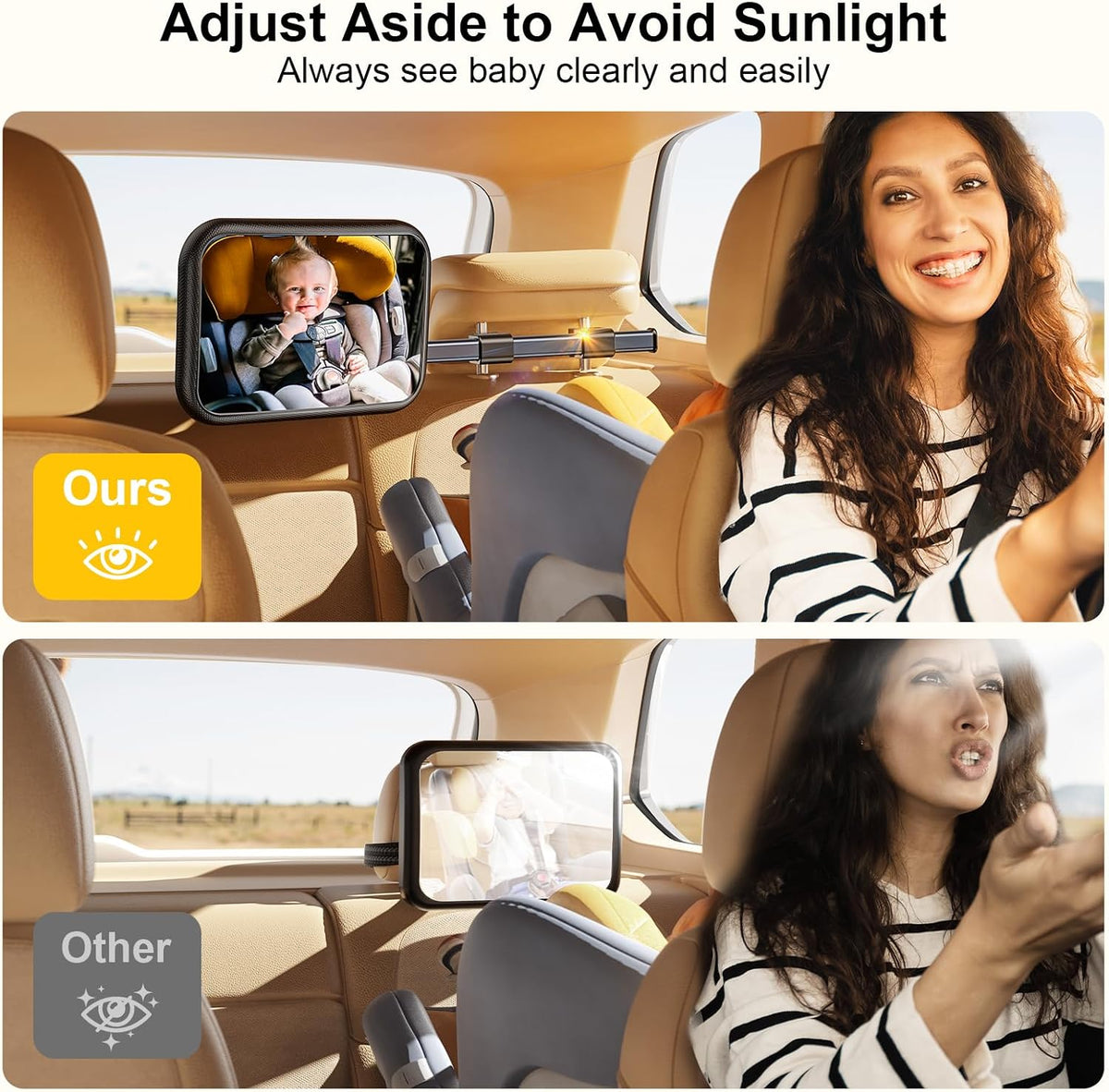 Baby Mirror for Baby in Car Seat Rear Facing, Stretchable Design