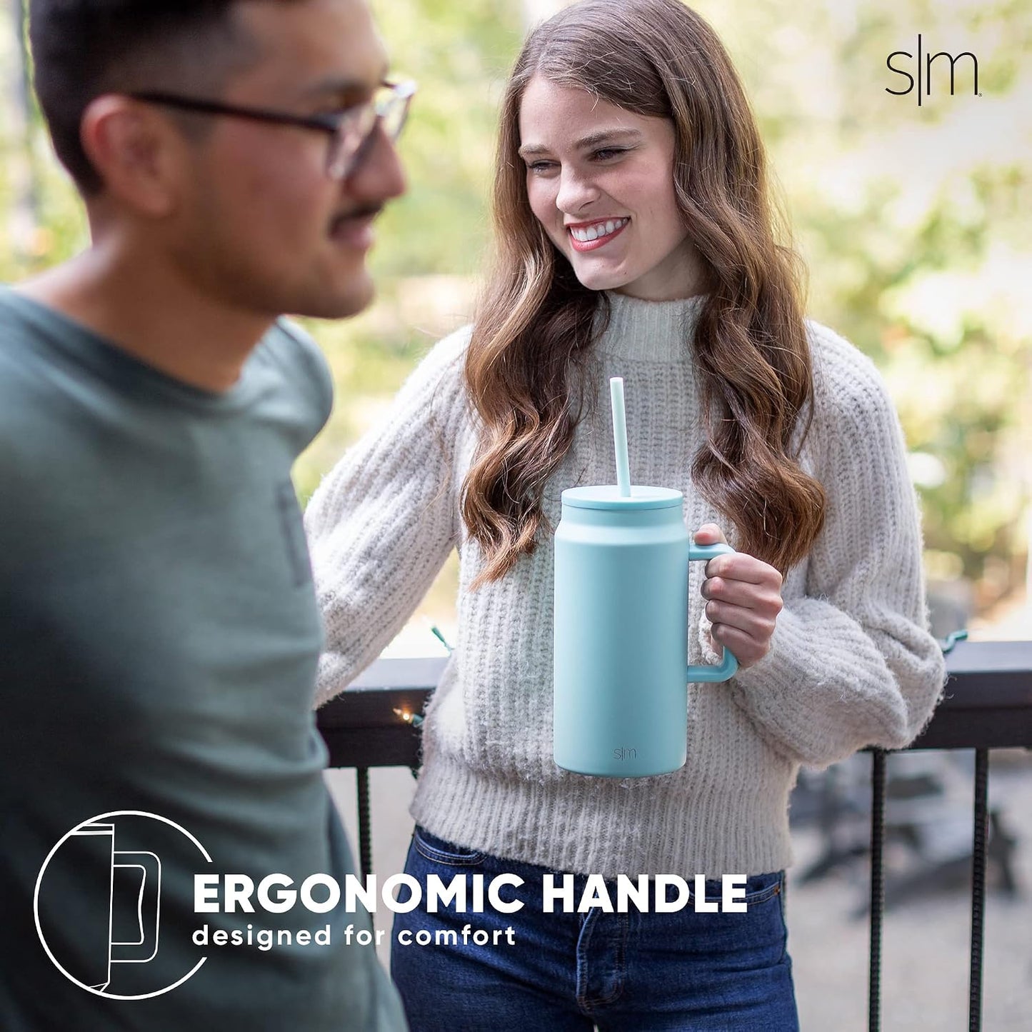 50 oz Mug Tumbler with Handle and Straw Lid | Reusable Insulated Stainless Steel Large Travel Jug Water Bottle | Gifts for Women Men Him Her | Trek Collection | 50oz | Graphite