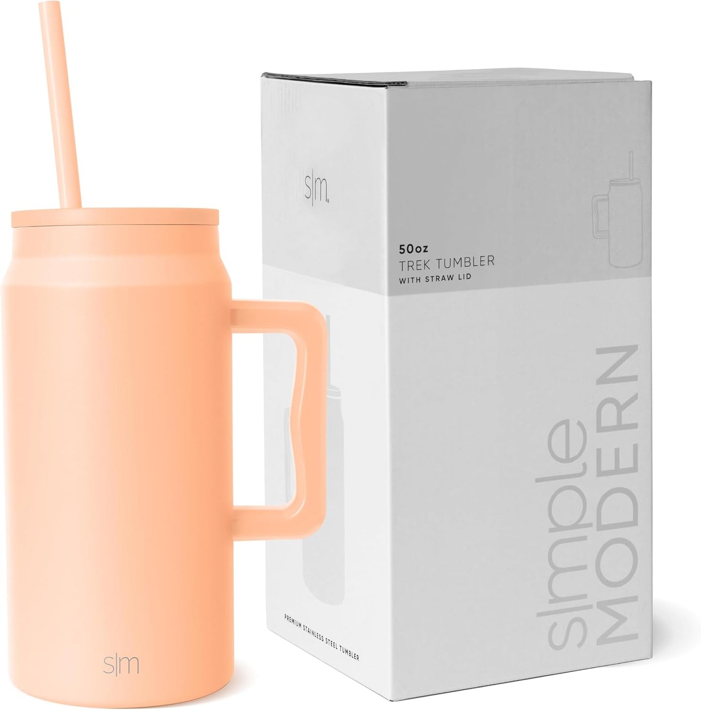 50 oz Mug Tumbler with Handle and Straw Lid | Reusable Insulated Stainless Steel Large Travel Jug Water Bottle | Gifts for Women Men Him Her | Trek Collection | 50oz | Graphite