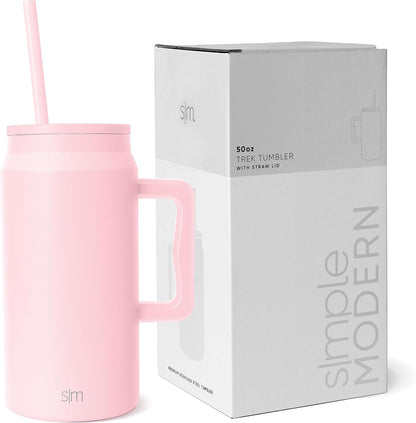 50 oz Mug Tumbler with Handle and Straw Lid | Reusable Insulated Stainless Steel Large Travel Jug Water Bottle | Gifts for Women Men Him Her | Trek Collection | 50oz | Graphite