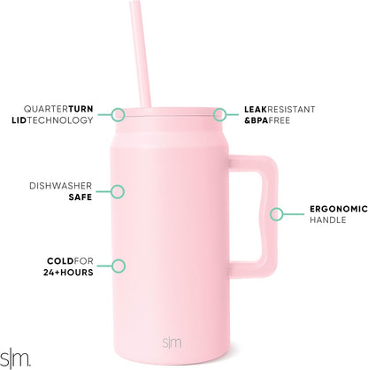 50 oz Mug Tumbler with Handle and Straw Lid | Reusable Insulated Stainless Steel Large Travel Jug Water Bottle | Gifts for Women Men Him Her | Trek Collection | 50oz | Graphite