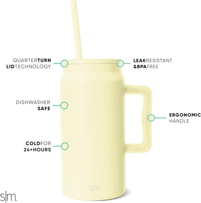 50 oz Mug Tumbler with Handle and Straw Lid | Reusable Insulated Stainless Steel Large Travel Jug Water Bottle | Gifts for Women Men Him Her | Trek Collection | 50oz | Graphite