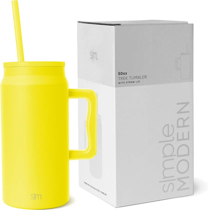50 oz Mug Tumbler with Handle and Straw Lid | Reusable Insulated Stainless Steel Large Travel Jug Water Bottle | Gifts for Women Men Him Her | Trek Collection | 50oz | Graphite