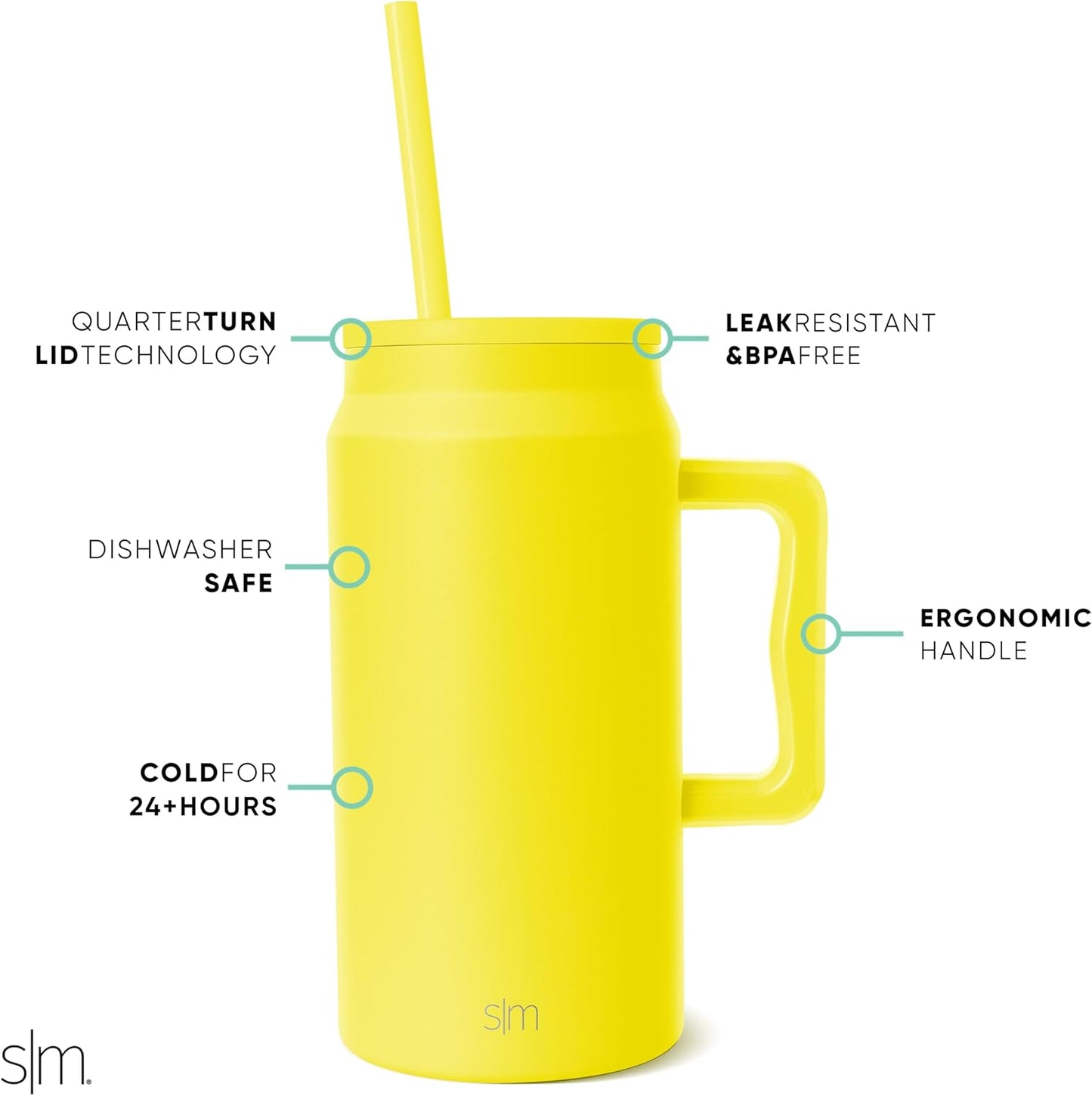 50 oz Mug Tumbler with Handle and Straw Lid | Reusable Insulated Stainless Steel Large Travel Jug Water Bottle | Gifts for Women Men Him Her | Trek Collection | 50oz | Graphite