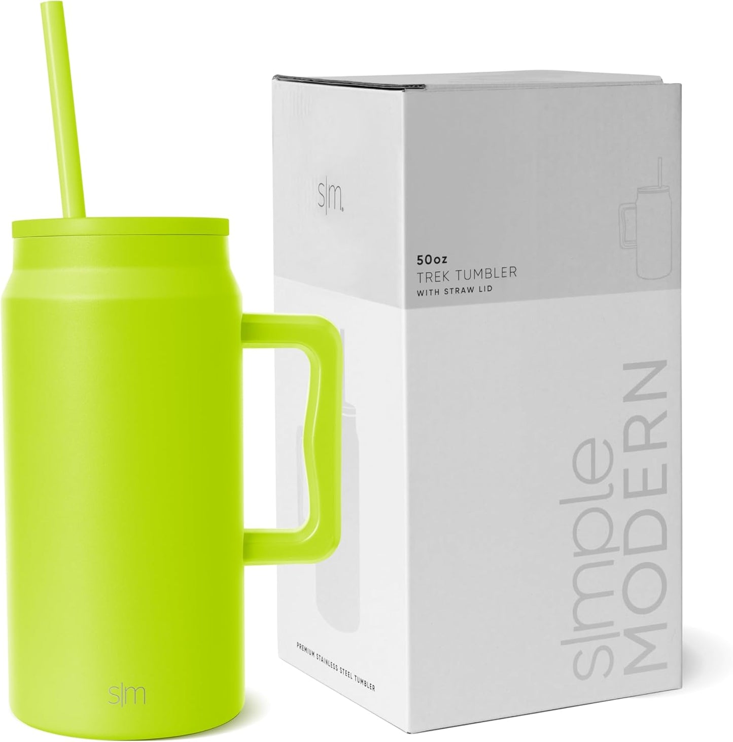 50 oz Mug Tumbler with Handle and Straw Lid | Reusable Insulated Stainless Steel Large Travel Jug Water Bottle | Gifts for Women Men Him Her | Trek Collection | 50oz | Graphite