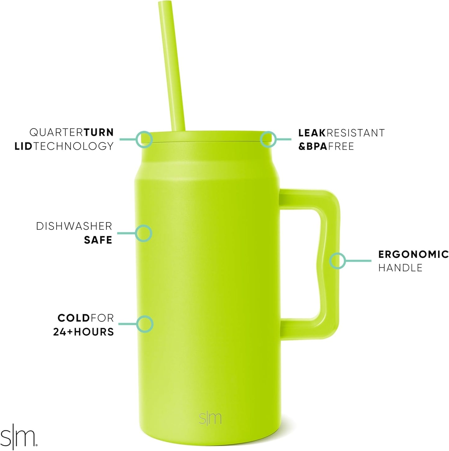 50 oz Mug Tumbler with Handle and Straw Lid | Reusable Insulated Stainless Steel Large Travel Jug Water Bottle | Gifts for Women Men Him Her | Trek Collection | 50oz | Graphite