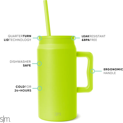 50 oz Mug Tumbler with Handle and Straw Lid | Reusable Insulated Stainless Steel Large Travel Jug Water Bottle | Gifts for Women Men Him Her | Trek Collection | 50oz | Graphite