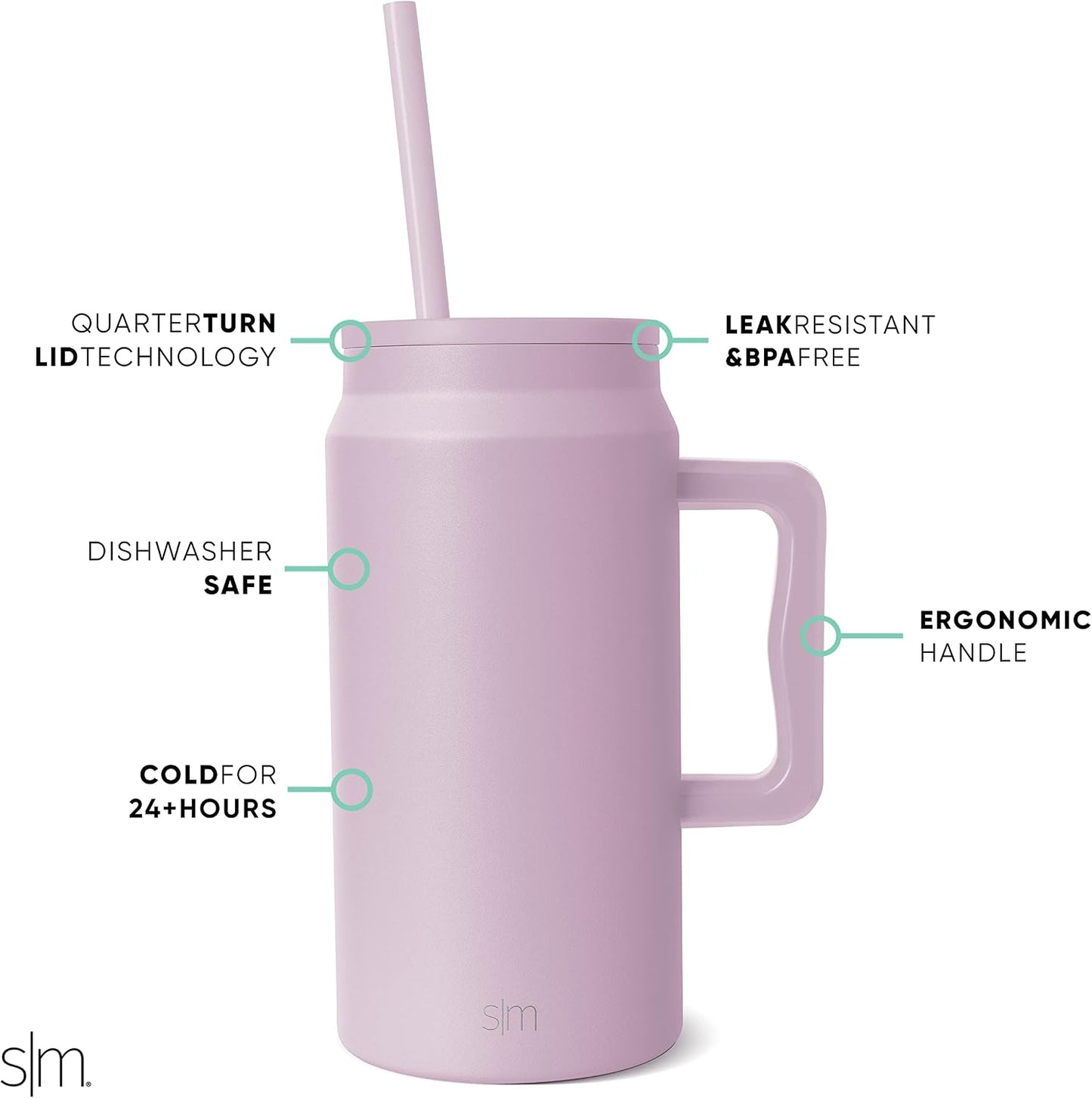 50 oz Mug Tumbler with Handle and Straw Lid | Reusable Insulated Stainless Steel Large Travel Jug Water Bottle | Gifts for Women Men Him Her | Trek Collection | 50oz | Graphite