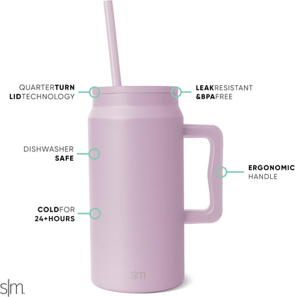 50 oz Mug Tumbler with Handle and Straw Lid | Reusable Insulated Stainless Steel Large Travel Jug Water Bottle | Gifts for Women Men Him Her | Trek Collection | 50oz | Graphite