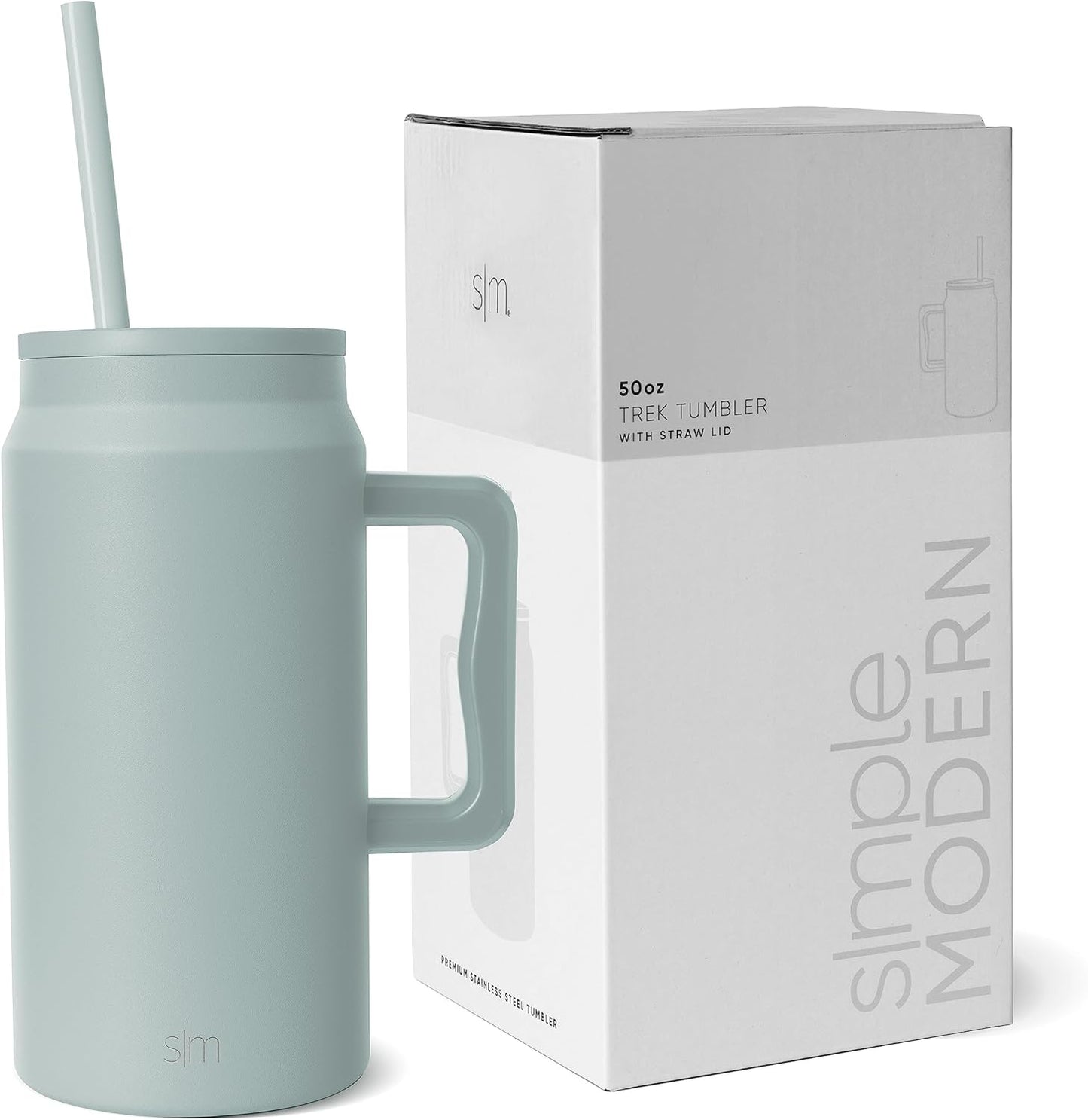 50 oz Mug Tumbler with Handle and Straw Lid | Reusable Insulated Stainless Steel Large Travel Jug Water Bottle | Gifts for Women Men Him Her | Trek Collection | 50oz | Graphite