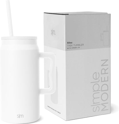 50 oz Mug Tumbler with Handle and Straw Lid | Reusable Insulated Stainless Steel Large Travel Jug Water Bottle | Gifts for Women Men Him Her | Trek Collection | 50oz | Graphite