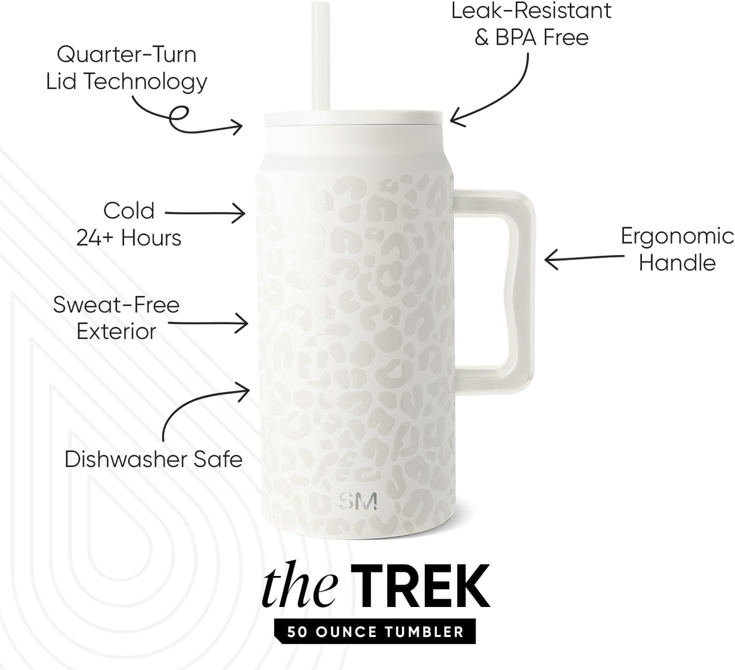 50 oz Mug Tumbler with Handle and Straw Lid | Reusable Insulated Stainless Steel Large Travel Jug Water Bottle | Gifts for Women Men Him Her | Trek Collection | 50oz | Graphite