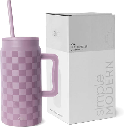 50 oz Mug Tumbler with Handle and Straw Lid | Reusable Insulated Stainless Steel Large Travel Jug Water Bottle | Gifts for Women Men Him Her | Trek Collection | 50oz | Graphite