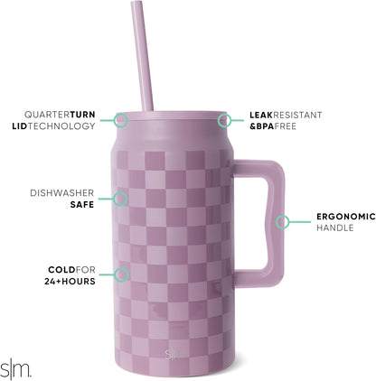 50 oz Mug Tumbler with Handle and Straw Lid | Reusable Insulated Stainless Steel Large Travel Jug Water Bottle | Gifts for Women Men Him Her | Trek Collection | 50oz | Graphite