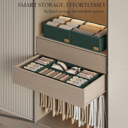 Dresser Drawer Organizer Clothes, 6 Pack Foldable Storage Boxes with Zipper, 600D Fabric, Cream, Drawer Dividers for Underwear, Socks, Baby Clothes