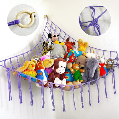 Large Stuffed Animal Hammock Corner - Stuffed Animal Storage - 100% Natural Cotton Macrame Stuffed Animal Net - Stuff Animal Organizer - Net For Stuffed Animals Corner Large-Beige