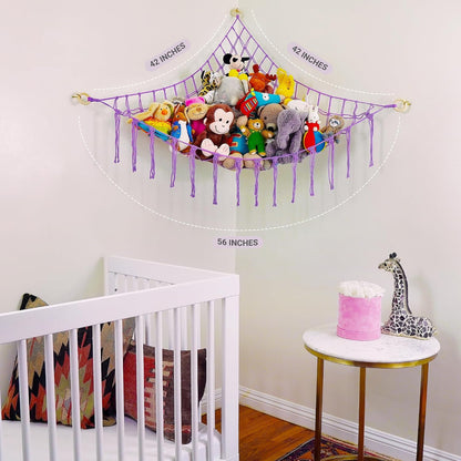 Large Stuffed Animal Hammock Corner - Stuffed Animal Storage - 100% Natural Cotton Macrame Stuffed Animal Net - Stuff Animal Organizer - Net For Stuffed Animals Corner Large-Beige