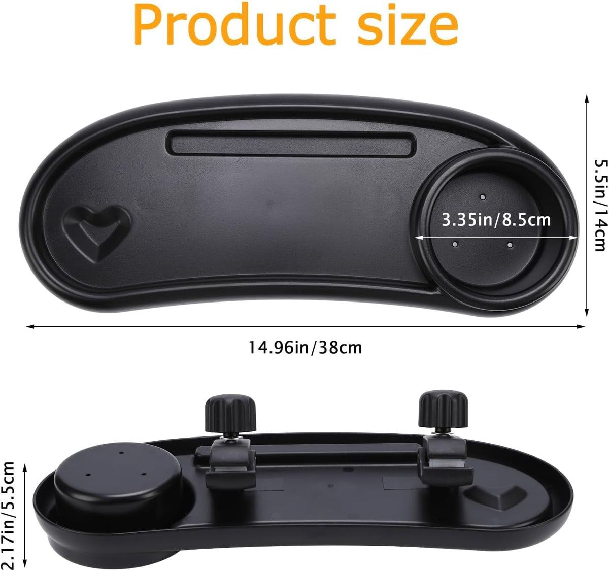 Universal Stroller Snack Tray Compatible with Mockingbird Evenflo Nuna, Adjustable Stroller Tray with Cup Holder & Phone Holder, Stroller Accessory Attachment, Black