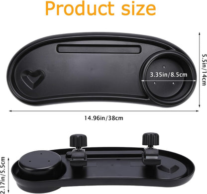 Universal Stroller Snack Tray Compatible with Mockingbird Evenflo Nuna, Adjustable Stroller Tray with Cup Holder & Phone Holder, Stroller Accessory Attachment, Black