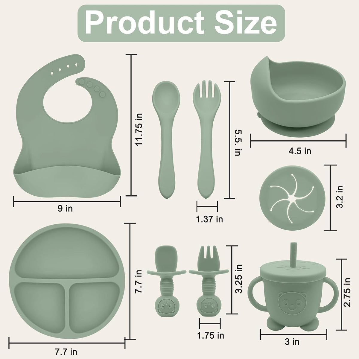 Silicone Baby Feeding Set | Baby Led Weaning Supplies Includes Suction Bowls and Divided Plates, Adjustable Bib, Baby Utensils Spoons and Forks,Cup | Baby Feeding Essentials (Pink)