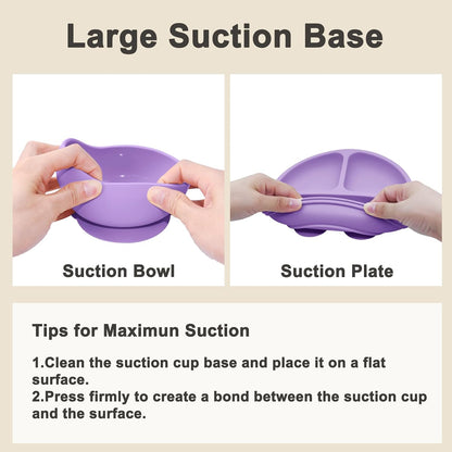 Silicone Baby Feeding Set | Baby Led Weaning Supplies Includes Suction Bowls and Divided Plates, Adjustable Bib, Baby Utensils Spoons and Forks,Cup | Baby Feeding Essentials (Pink)